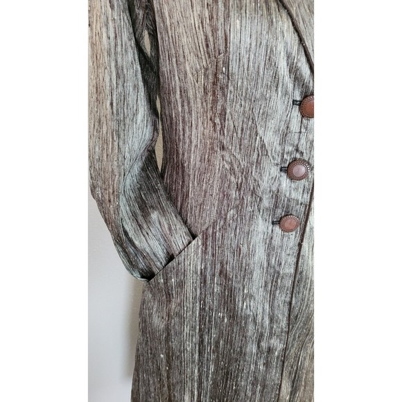 Anthropologie BURNING TORCH Women's Metallic Raw Silk Beaded Duster/Jacket P/SML - Picture 6 of 12